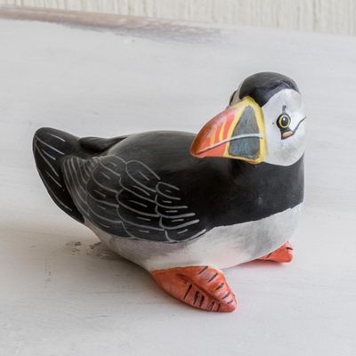 Alternate image for Guatemala Handcrafted Ceramic Atlantic Puffin Figurine Atlantic Puffin