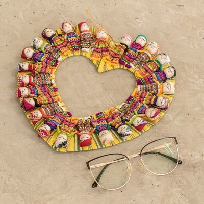 Alternate image for Handcrafted Heart-Shaped Cotton Worry Doll Wreath United by Love