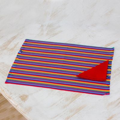 Alternate image for Set of 6 Multicolored Striped Cotton Placemats and Napkins Rainbow Inspiration