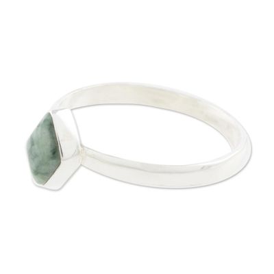 Alternate image for Green Rhombus Jade Single Stone Ring from Guatemala Love Rhombus in Green