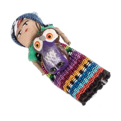 Alternate image for Set of 6 Cotton Decorative Dolls Handcrafted in Guatemala Sharing Wisdom