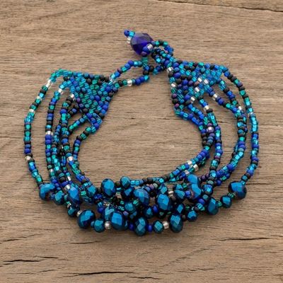 Alternate image for Crystal and Glass Beaded Strand Bracelet in Blue Nocturnal Brilliance in Blue