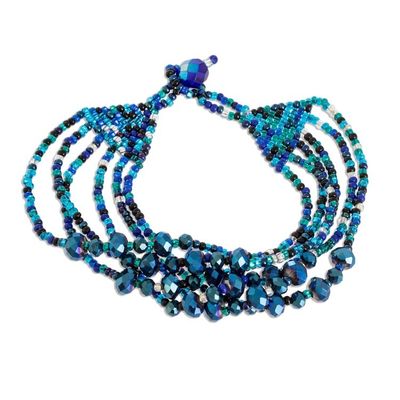 Alternate image for Crystal and Glass Beaded Strand Bracelet in Blue Nocturnal Brilliance in Blue