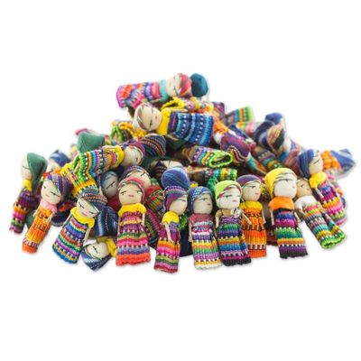 Alternate image for Set of 100 Guatemalan Worry Dolls with Pouch in 100 Cotton The Worry Doll Clan