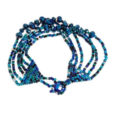 Alternate image for Crystal and Glass Beaded Strand Bracelet in Blue Nocturnal Brilliance in Blue