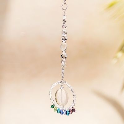 Alternate image for Crystal and Glass Beaded Suncatcher in Cold Shades Mystic Peace Ring