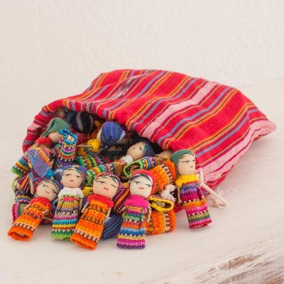Alternate image for Set of 100 Guatemalan Worry Dolls with Pouch in 100 Cotton The Worry Doll Clan