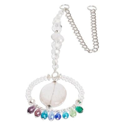 Alternate image for Crystal and Glass Beaded Suncatcher in Cold Shades Mystic Peace Ring