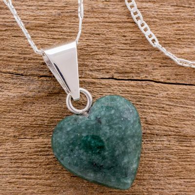 Alternate image for Artisan Crafted Heart Shaped Jade Pendant Necklace Love Immemorial