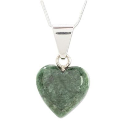 Alternate image for Artisan Crafted Heart Shaped Jade Pendant Necklace Love Immemorial