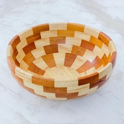 Alternate image for Artisan Crafted Natural Mahogany Palo Blanco Wood Bowl Stairway of Nature