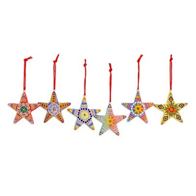 Alternate image for Artisan Crafted Ceramic Christmas Ornaments Set of 6 Christmas Star