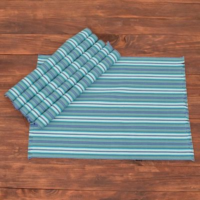Alternate image for Blue Striped Placemats Set of 6 Tecpan Tradition