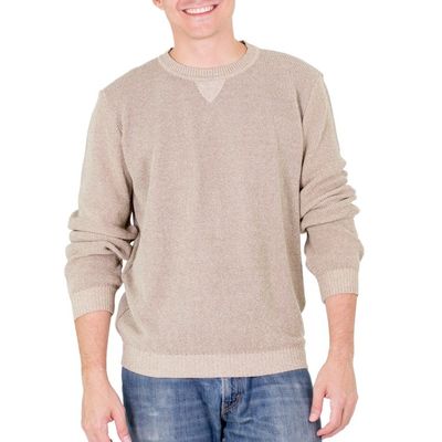 Alternate image for Mens Beige Cotton Pullover Sweater from Guatemala Sporting Elegance