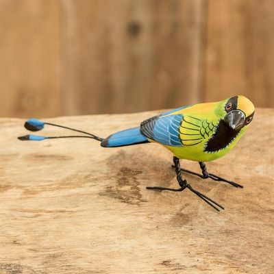 Alternate image for Hand Painted Ceramic Motmot Sculpture Turquoise-Browed Motmot
