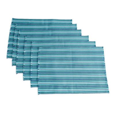 Alternate image for Blue Striped Placemats Set of 6 Tecpan Tradition