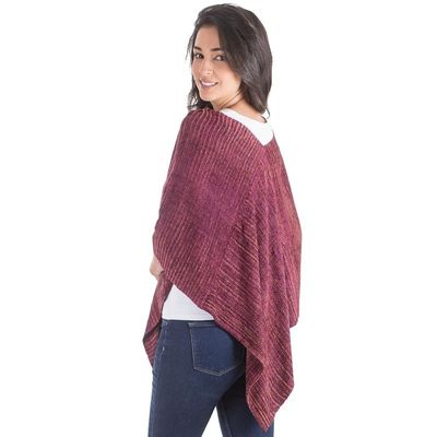Alternate image for Handwoven Rayon Poncho with Striped Patterns from Guatemala Creation of Love