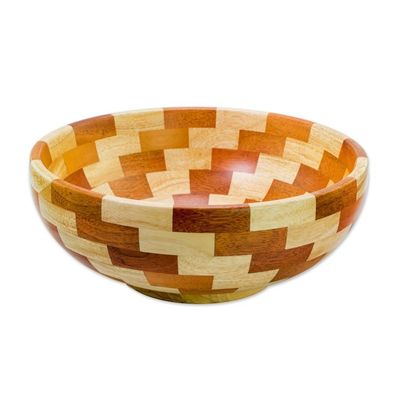 Alternate image for Artisan Crafted Natural Mahogany Palo Blanco Wood Bowl Stairway of Nature