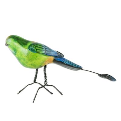 Alternate image for Hand Painted Ceramic Motmot Sculpture Turquoise-Browed Motmot