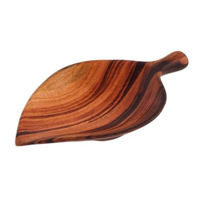 Alternate image for Leaf-Shaped Wood Appetizer Bowl from Guatemala Jungle Delicacies