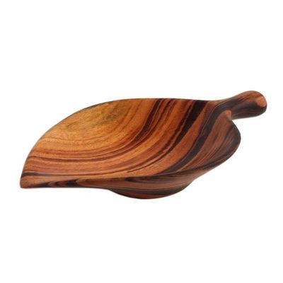 Alternate image for Leaf-Shaped Wood Appetizer Bowl from Guatemala Jungle Delicacies