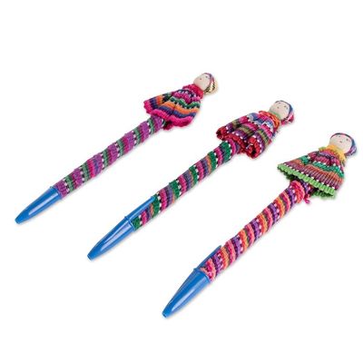 Alternate image for Handmade Worry Doll Pens Set of 3 Quitapenas
