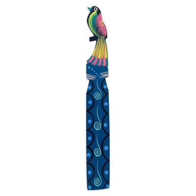 Alternate image for Handmade Mexican Copal Wood Bookmark with Tropical Bird Reading Bird
