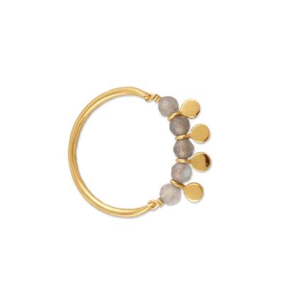 Alternate image for 18k Gold-plated and Labradorite Cocktail Ring from India Charming Delight