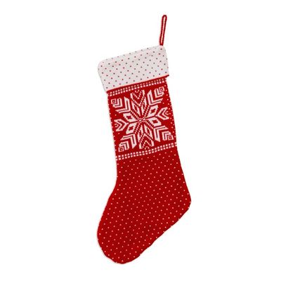 Alternate image for Snowflake Pattern Knit Stocking in Poppy from India Snowflake Charm