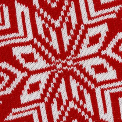 Alternate image for Snowflake Pattern Knit Stocking in Poppy from India Snowflake Charm