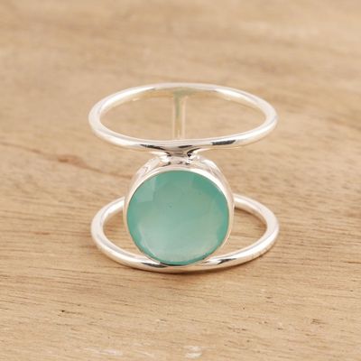 Alternate image for Chalcedony Single-Stone Ring from India Aqua Bliss