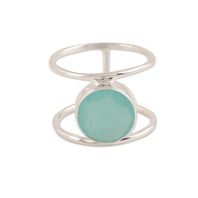Alternate image for Chalcedony Single-Stone Ring from India Aqua Bliss