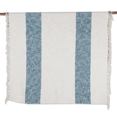 Alternate image for Fringed Cotton Throw Blanket from India Diamond Elegance in Teal