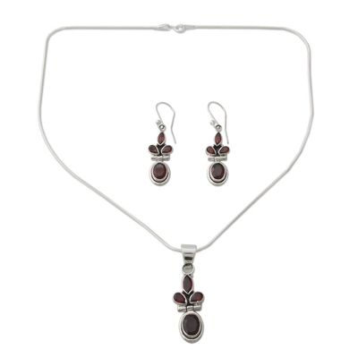 Alternate image for Garnet Earrings and Necklace Jewelry Set Eternal Passion