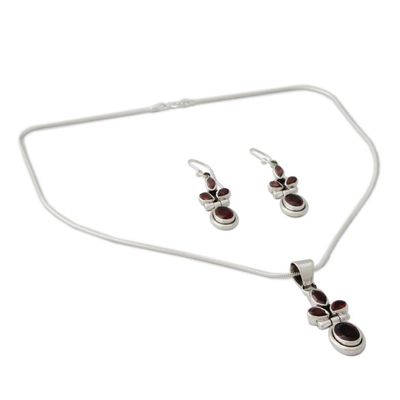 Alternate image for Garnet Earrings and Necklace Jewelry Set Eternal Passion
