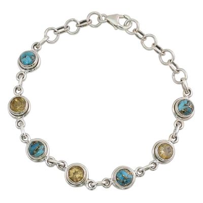 Alternate image for Citrine and Composite Turquoise Link Bracelet from India Seashore Radiance