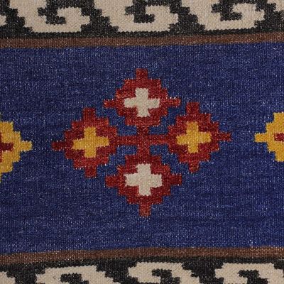 Alternate image for Handloomed Geometric Colorful Wool Area Rug from India 3x5 Unique Home
