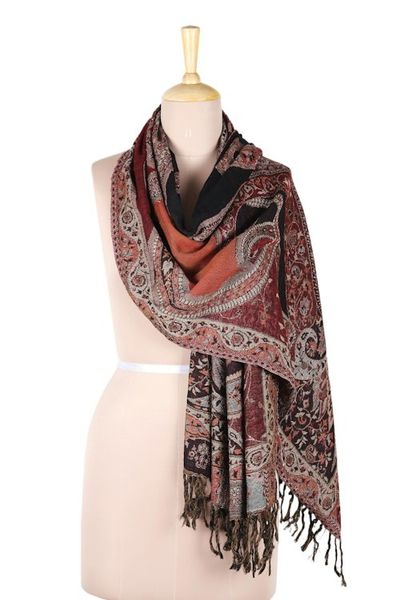 Alternate image for Indian Jamawar Wool Shawl with Paisley Motifs Himalayan Heirloom
