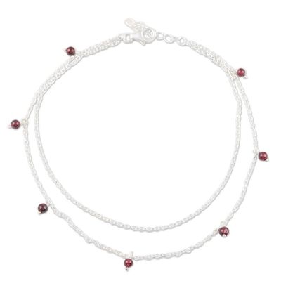 Alternate image for Garnet and Sterling Silver Anklet Dancing Berries