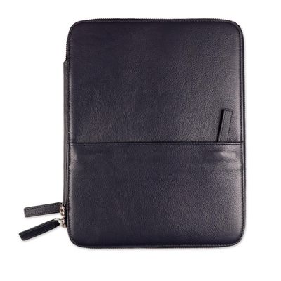 Alternate image for Handcrafted Navy Blue Leather Traveling Office Case Ultimate Organization