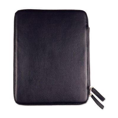 Alternate image for Handcrafted Navy Blue Leather Traveling Office Case Ultimate Organization