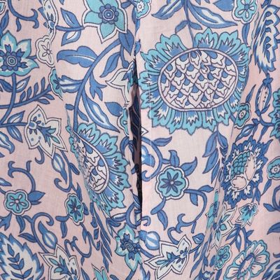Alternate image for Blue and Turquoise Floral Cotton Empire Waist Maxi Dress Bloom Lagoon