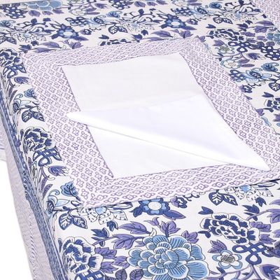 Alternate image for Floral Cotton Table Linen Set in Blue from India Set for 6 Royal Garden