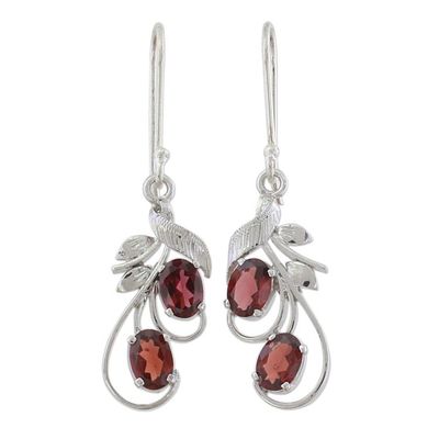 Alternate image for Handcrafted Garnet and Sterling Silver Dangle Earrings Crimson Passion