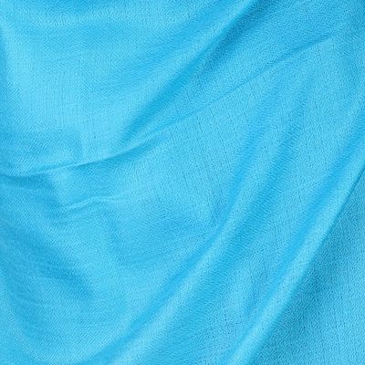 Alternate image for Solid Textured Turquoise Wool Shawl from India Biscay Bay