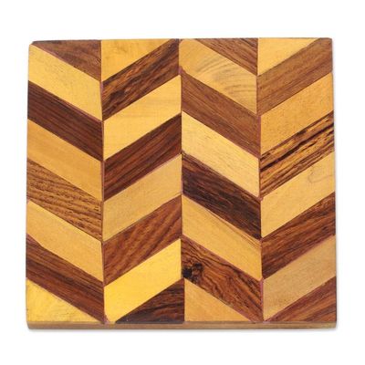 Alternate image for Diagonal Motif Mango Wood Coasters from India Set of 6 Diagonal Elegance