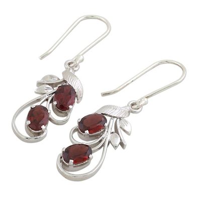 Alternate image for Handcrafted Garnet and Sterling Silver Dangle Earrings Crimson Passion