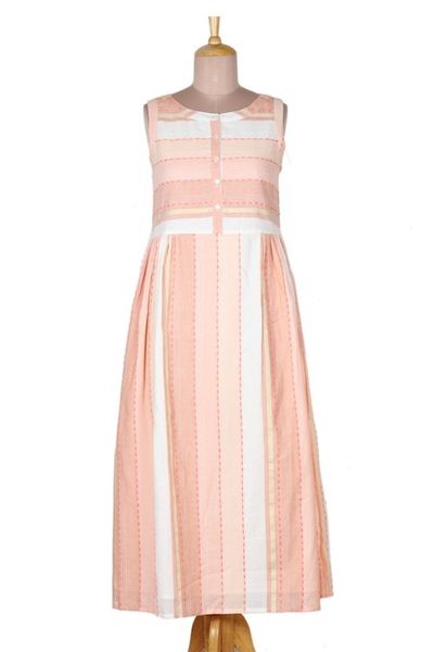 Alternate image for Hand Crafted Striped Cotton Sundress Horizon in Peach