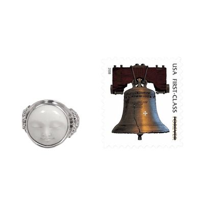 Alternate image for Hand Crafted Sterling Silver and Bone Cocktail Ring Face of the Moon