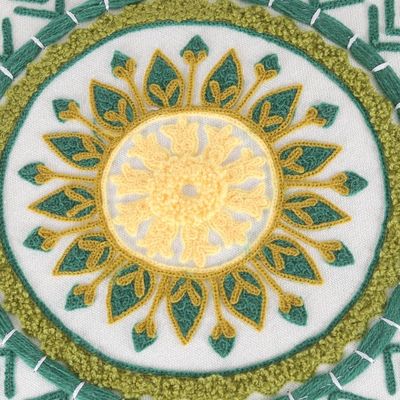 Alternate image for Floral Embroidered Cotton Stool from India Rajasthani Mandala